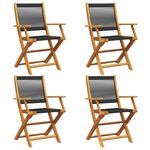 vidaXL Chaises de jardin pliantes lot de 4 noir bois d'acacia massif