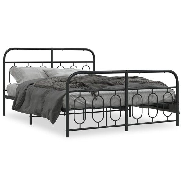 vidaXL Cadre de lit métal sans matelas avec pied de lit noir 150x200cm