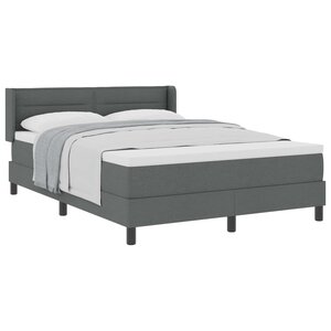 vidaXL Lit à ressorts avec tête de lit Gris foncé 190 x 140 cm tissu