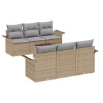 vidaXL Ensemble de salon de jardin 7 pièces en poly rattan beige avec coussins