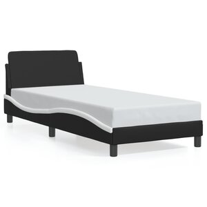 vidaXL Cadre de lit Dover noir et blanc 90x200 cm similicuir