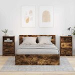 vidaXL Tables de chevet avec tiroir 2 Pièces Chêne fumé 40 x 30 x 467 cm