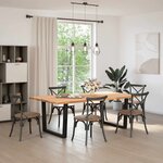 vidaXL Table à manger avec bord naturel 220x120x74cm bois massif chêne