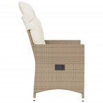 vidaXL Chaise inclinable de jardin avec coussins beige résine tressée