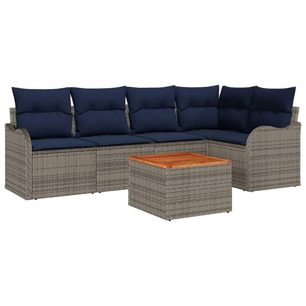 vidaXL Ensemble de canapé de jardin avec coussin 6 Pièces Gris polyrotin