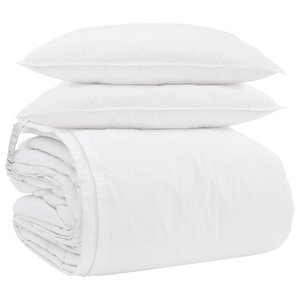 vidaXL Ensemble de Duvet avec oreiller 3 Pièces Blanc Plume de canard