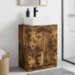 vidaXL Meuble de salle de bain avec évier Chêne fumé 54 x 35 x 83 cm