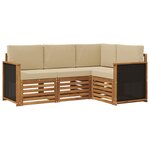 vidaXL Ensembles de canapés avec coussin 4 Pièces Bois d'Acacia Massif