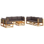 vidaXL Salon de jardin avec coussins 9 Pièces bois massif d'acacia