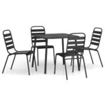 vidaXL Ensemble à manger de jardin 5 Pièces anthracite acier