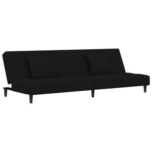 vidaXL Canapé-lit à 2 places avec deux oreillers Noir Velours