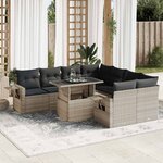 vidaXL Salon de jardin 9 Pièces avec coussins gris clair résine tressée