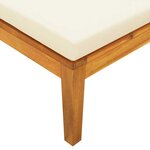 vidaXL Chaise longue avec 1 accoudoir Blanc crème Bois d'acacia solide