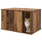 vidaXL Maison pour chat Bois ancien 85 x 55 x 50 cm Bois d'ingénierie