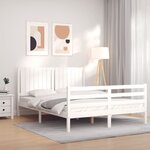 vidaXL Cadre de lit avec tête de lit blanc 160x200 cm bois massif