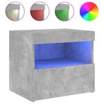 vidaXL Tables de chevet avec lumières LED 2 Pièces gris béton 50x40x45 cm
