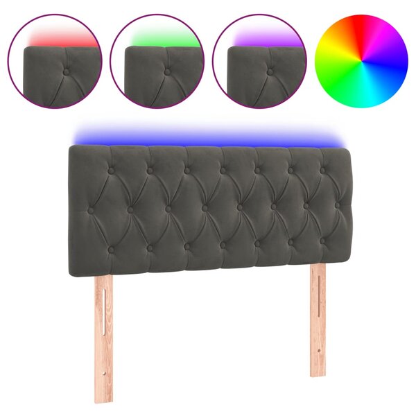 vidaXL Tête de lit à LED Gris foncé 90x7x78/88 cm Velours