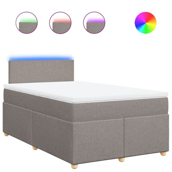 vidaXL Sommier à lattes de lit avec matelas taupe 120x190 cm tissu