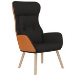 vidaXL Chaise de relaxation avec repose-pied Noir Similicuir et tissu