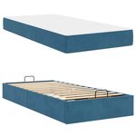 vidaXL Cadre de lit avec matelas Bleu 90 x 200 cm Velours