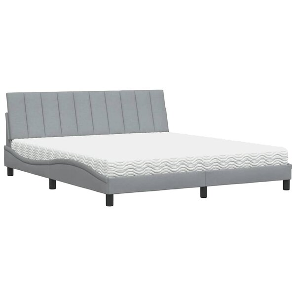 vidaXL Lit avec matelas Hanko gris clair 180x200 cm tissu