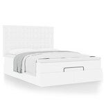 VidaXL Cadre de lit ottoman avec matelas blanc 140x200 cm similicuir