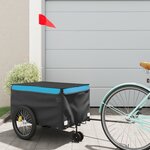 vidaXL Remorque de vélo noir et bleu 30 kg fer