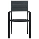 vidaXL Chaises de jardin lot de 4 Noir PEHD Aspect de bois