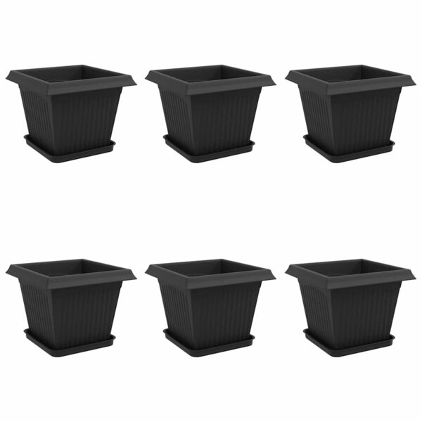 vidaXL Pots de plantes 6 Pièces Noir 33 x 33 x 26 cm Plastique