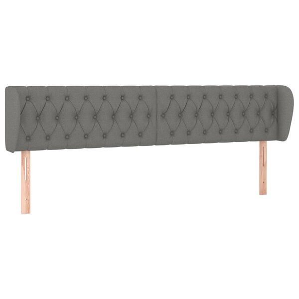 vidaXL Tête de lit avec oreilles Gris foncé 203x23x78/88 cm Tissu