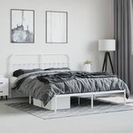 vidaXL Cadre de lit métal avec tête de lit blanc 180x200 cm