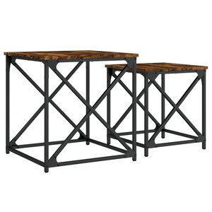 vidaXL Tables basses gigognes 2 Pièces chêne fumé bois d'ingénierie