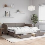 vidaXL Lit de jour avec gigogne et tiroirs sans matelas taupe 90x200cm