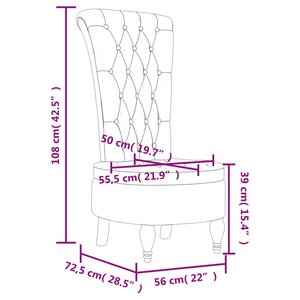 vidaXL Chaise à dossier haut bleu velours conception de bouton