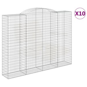vidaXL Paniers à gabions arqués 10 Pièces 300x50x220/240 cm fer galvanisé
