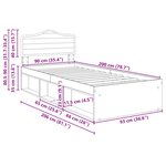 vidaXL Cadre de lit Chêne artisan 90 x 200 cm Bois de pin massif