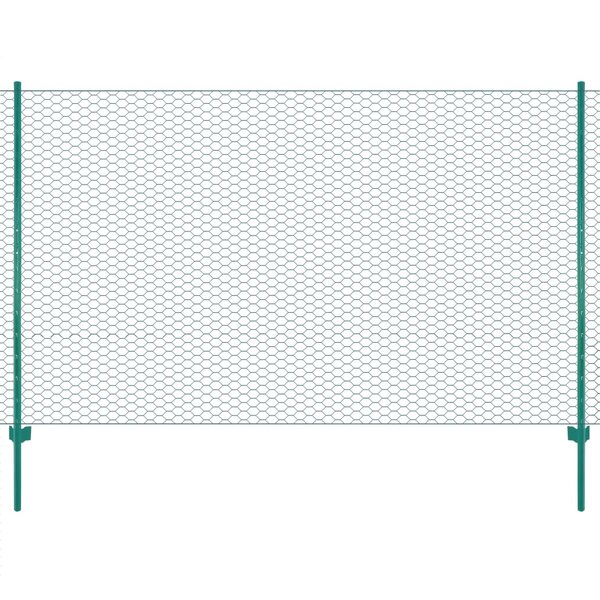 vidaXL Clôture en grillage métallique avec poteaux Acier 25x1 5 m Vert