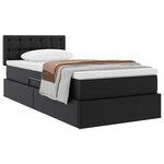 vidaXL Lit avec rangement et matelas Noir 90 x 190 cm Simili cuir