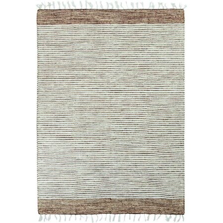 Tapis Terra - 160 x 230 cm - Bandes sable et blanc