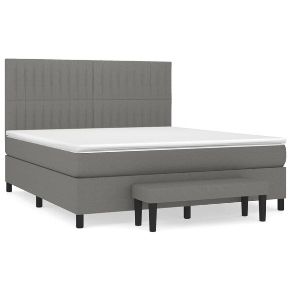 vidaXL Sommier à lattes de lit avec matelas Gris foncé 160x200cm Tissu