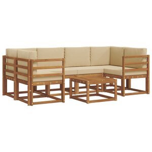 vidaXL Ensemble de canapés d'extérieur 7 pc Naturel et Beige