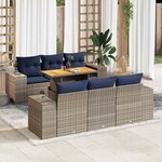 vidaXL Salon de jardin avec coussins 7 Pièces gris résine tressée