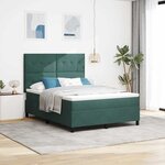 vidaXL Lit à ressort LED avec matelas Vert foncé 160 x 200 cm tissu