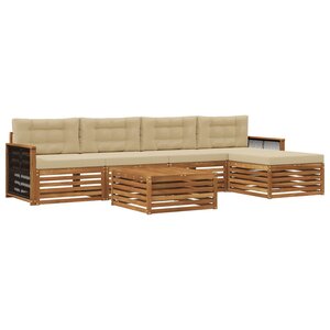 vidaXL Ensemble de canapés d'extérieur 6 Pièces Naturel et Beige