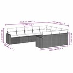vidaXL Salon de jardin avec coussins 10 Pièces gris clair résine tressée