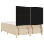 vidaXL Lit Box Spring avec matelas crème 160x200 cm en tissu
