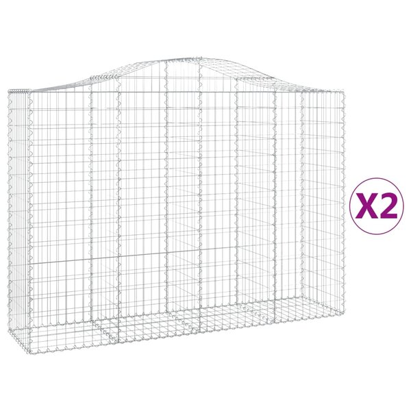 vidaXL Paniers à gabions arqués 2 Pièces 200x50x140/160 cm Fer galvanisé