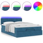 vidaXL Cadre de lit ottoman avec matelas bleu foncé 140x190 cm velours