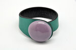 Bracelet cuir vert turquoise et céramique violette