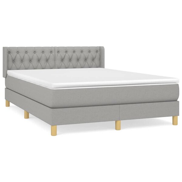 vidaXL Sommier à lattes de lit avec matelas Gris clair 140x190cm Tissu